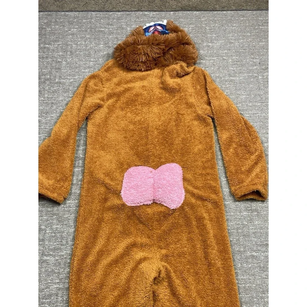 Hooded Plush Monkey mandrill Halloween Costume Jumpsuit adult L Large Brown